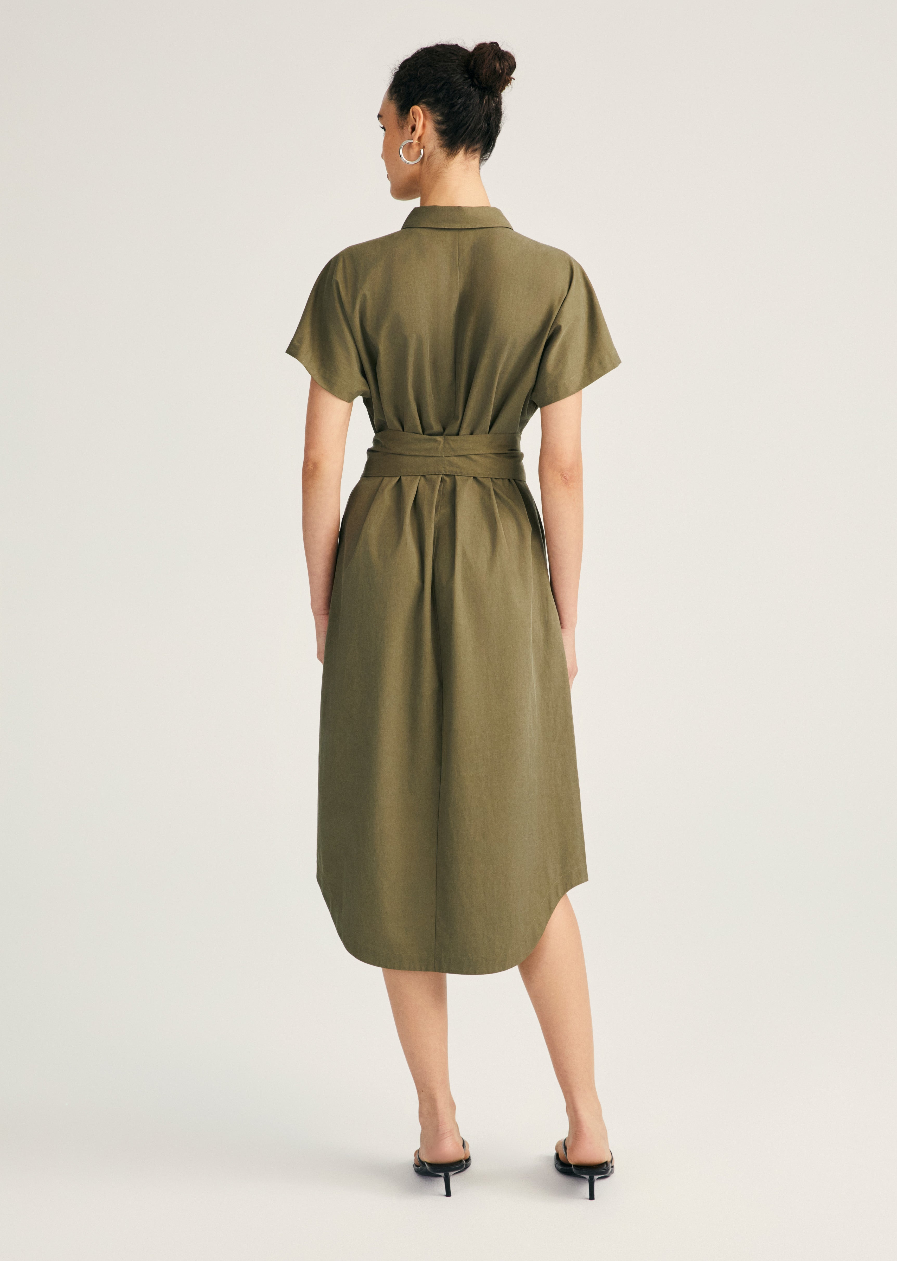 MIKALA SHORT SLEEVE BELTED SHIRT DRESS - 4
