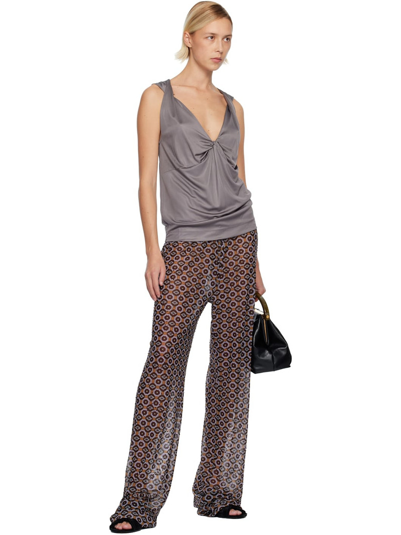 Dries Van Noten Brown & Purple Embellished Jersey Trousers outlook