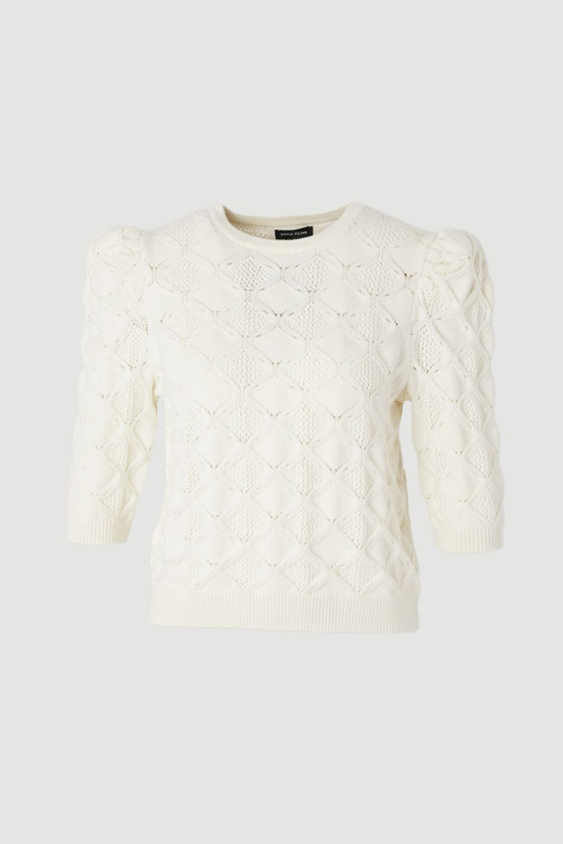 Cable Stitch Puff Sleeve Top 1
