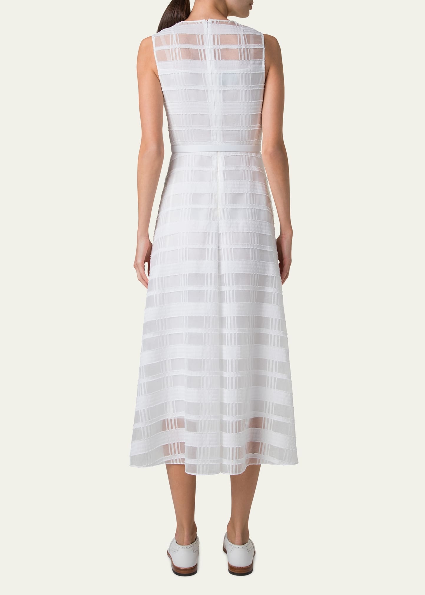 Check Silk Organza Midi Dress - 3
