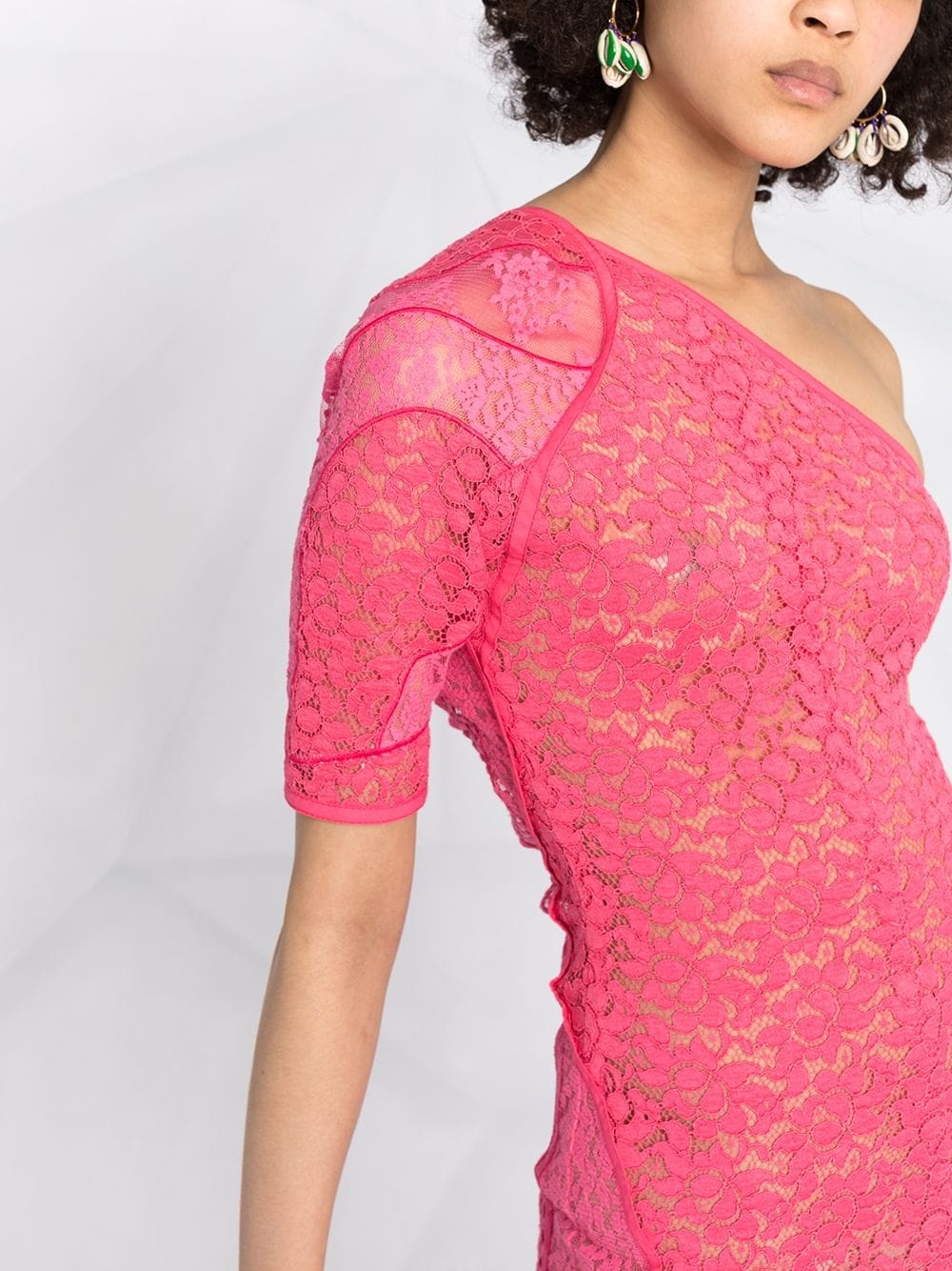 one shoulder lace mini dress - 5