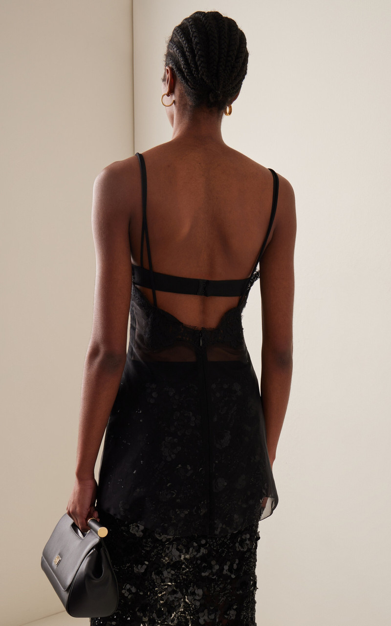 Lace-Trimmed Tulle Camisole Top black 4