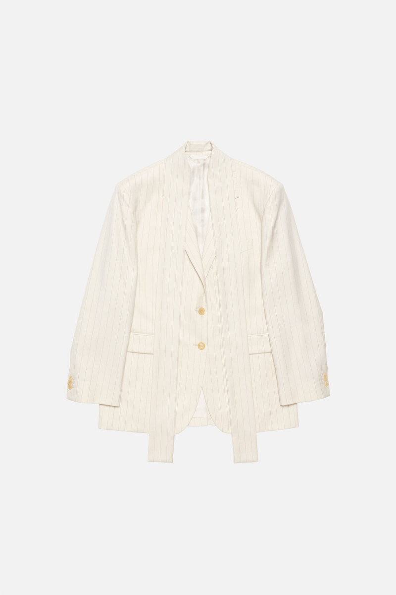 Pinstripe blazer with scarf - Cream beige 5