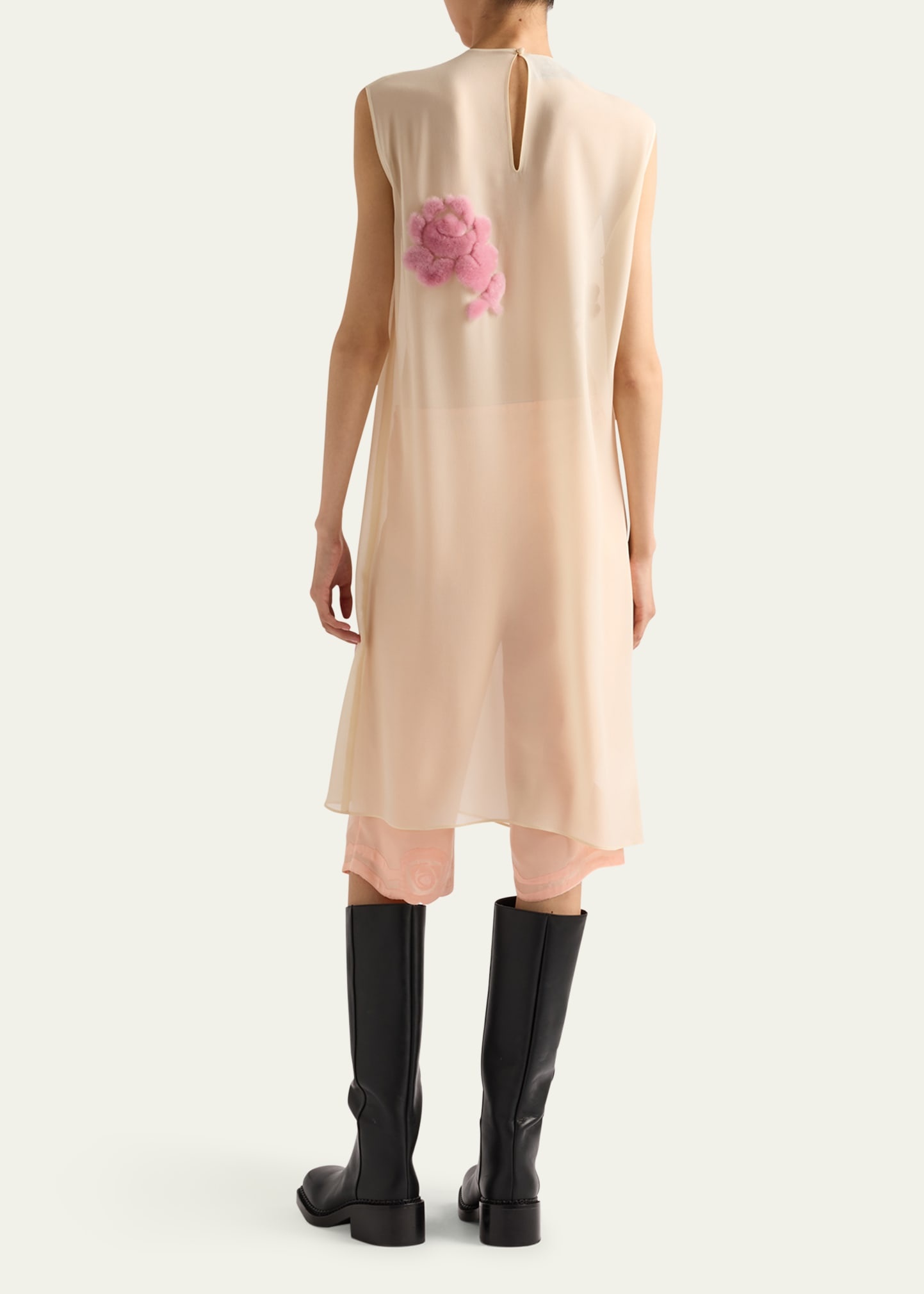 Georgette Shearling Midi Dress - 3