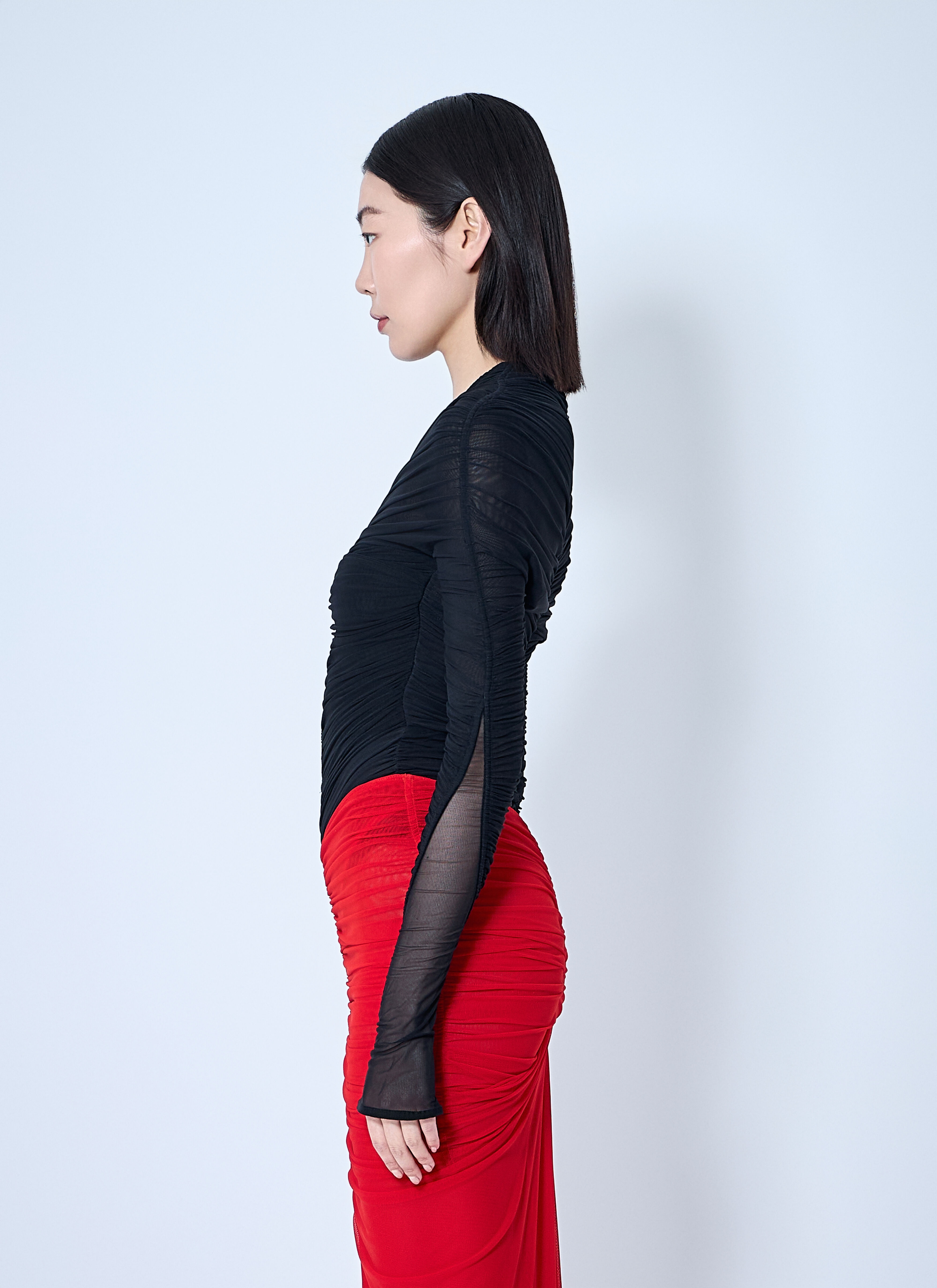 Ruched Mesh Bodysuit - 3