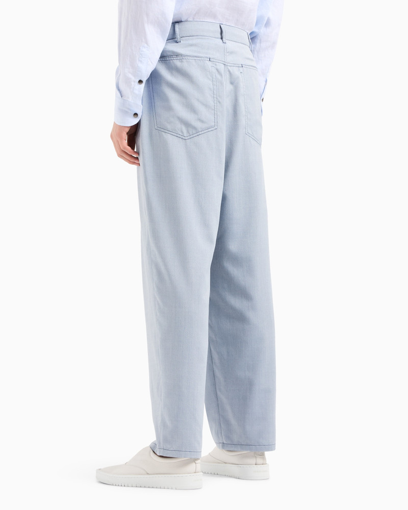 SINGLE-PLEAT, SILK CANVAS TROUSERS 3