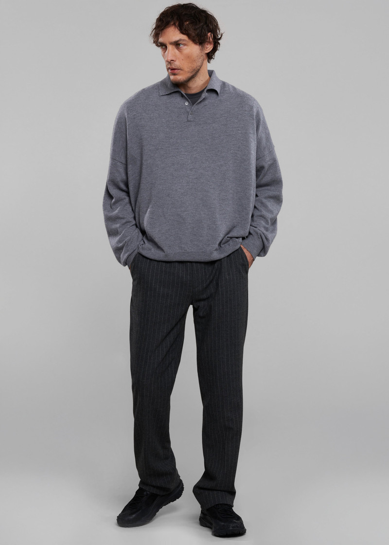 Meriel Wool Polo Sweater - Grey 12