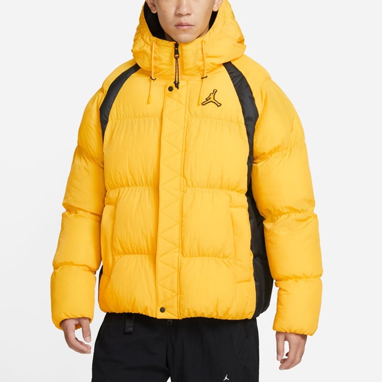 Air Jordan Wide Stripe Zipper Hooded Winter Jacket Men's Yellow DX6596-781 - 5