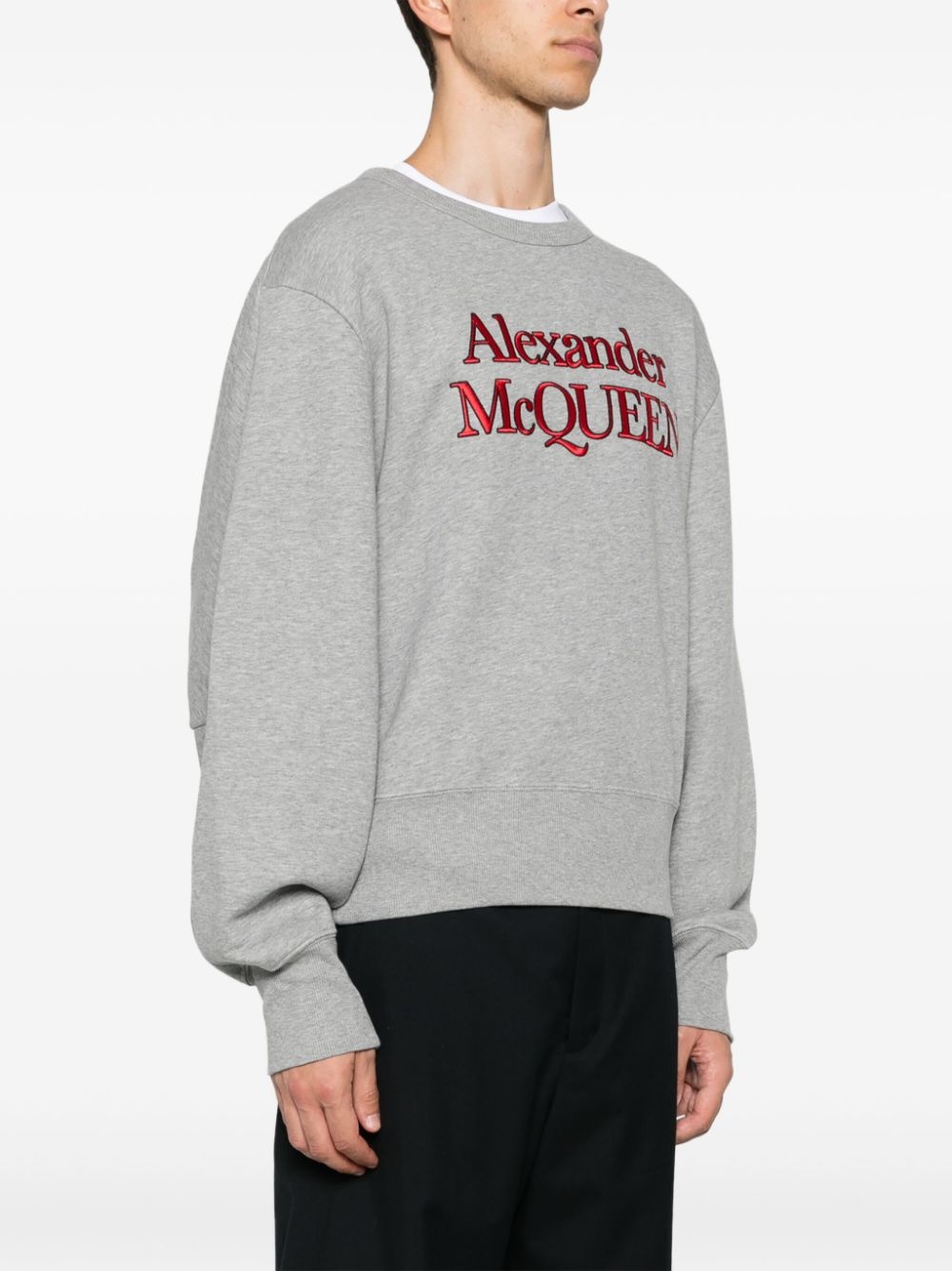 logo-print cotton sweatshirt - 3