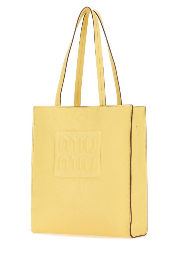 Miu Miu Woman Pastel Yellow Leather Shopping Bag - 2
