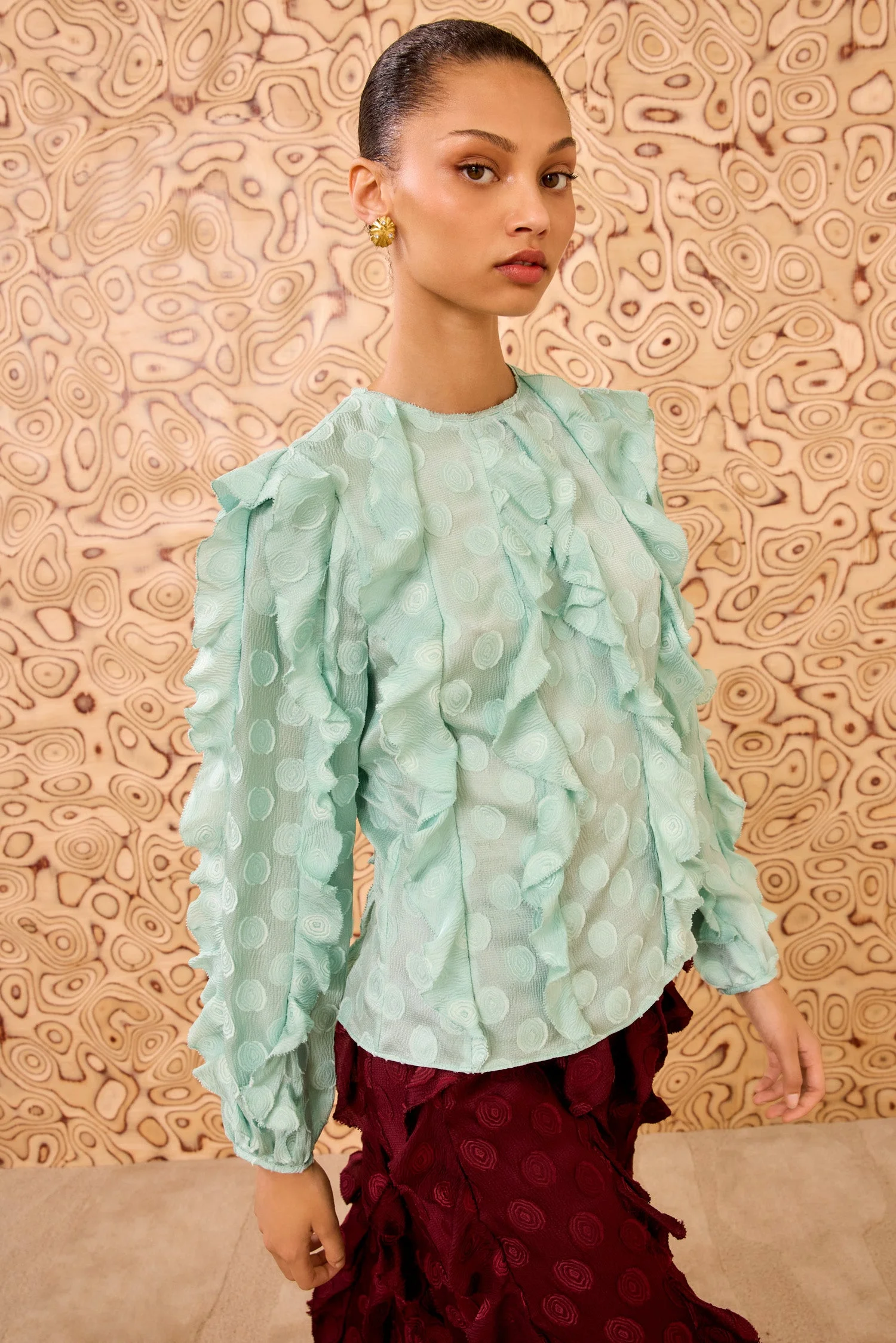 Della Cascading Ruffle Blouse - 1