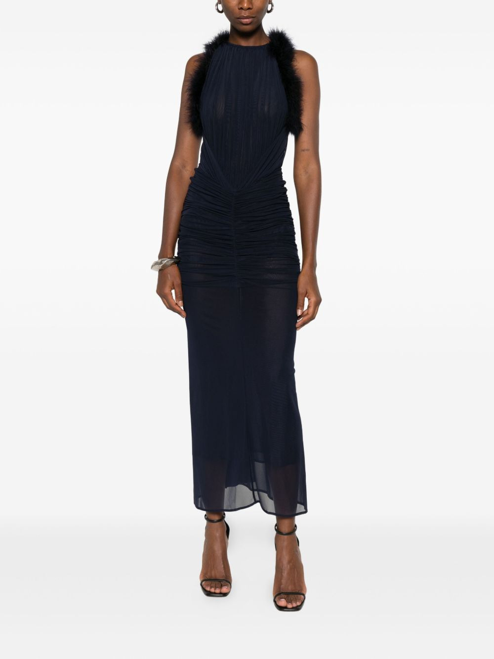 trimmed ruched dress - 2