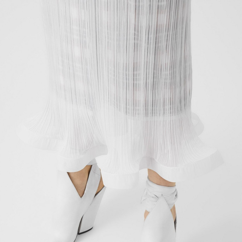 Burberry Ruffle Detail Chiffon Plissé Skirt outlook