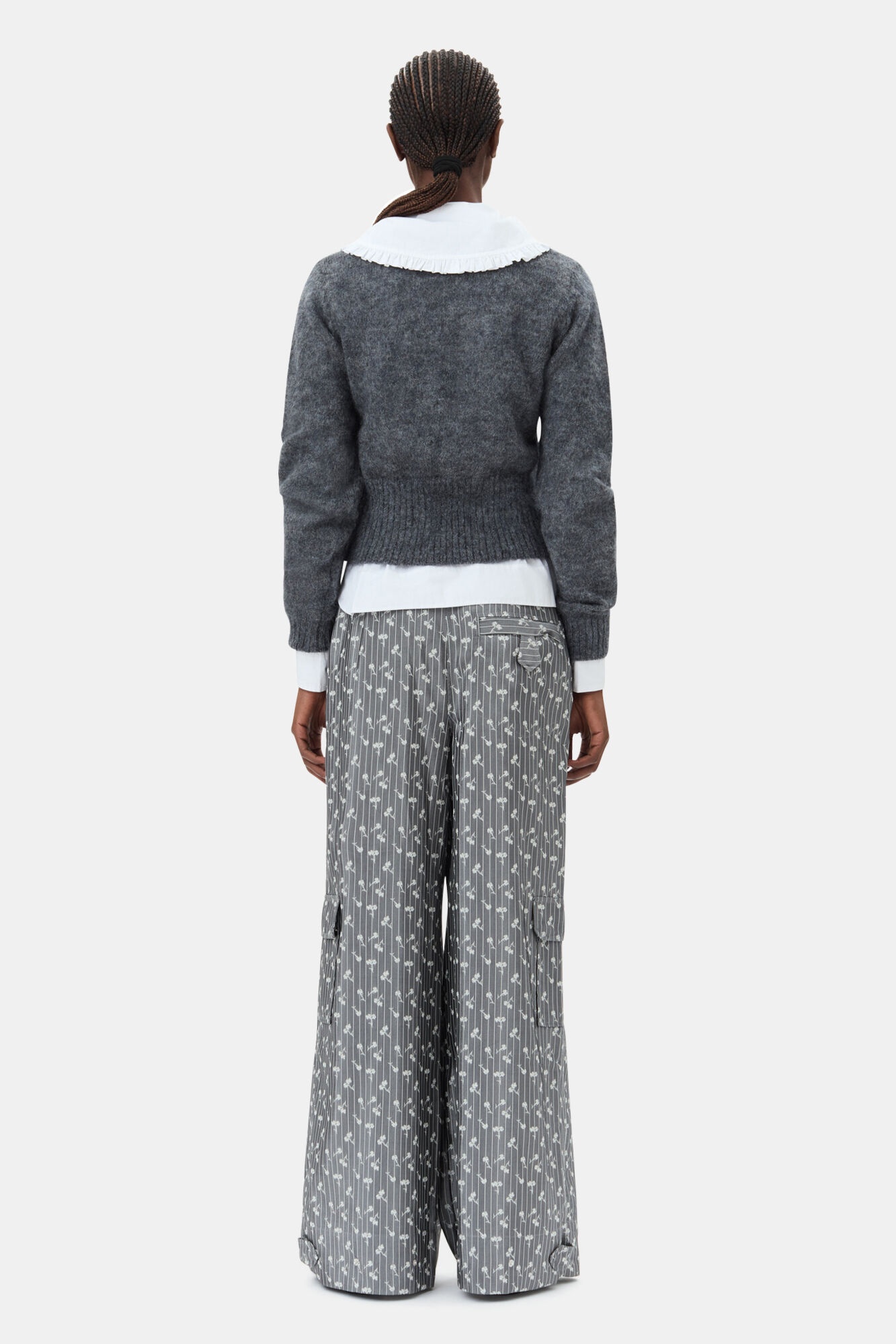 GREY LIGHT MOHAIR TIE STRING CARDIGAN - 5