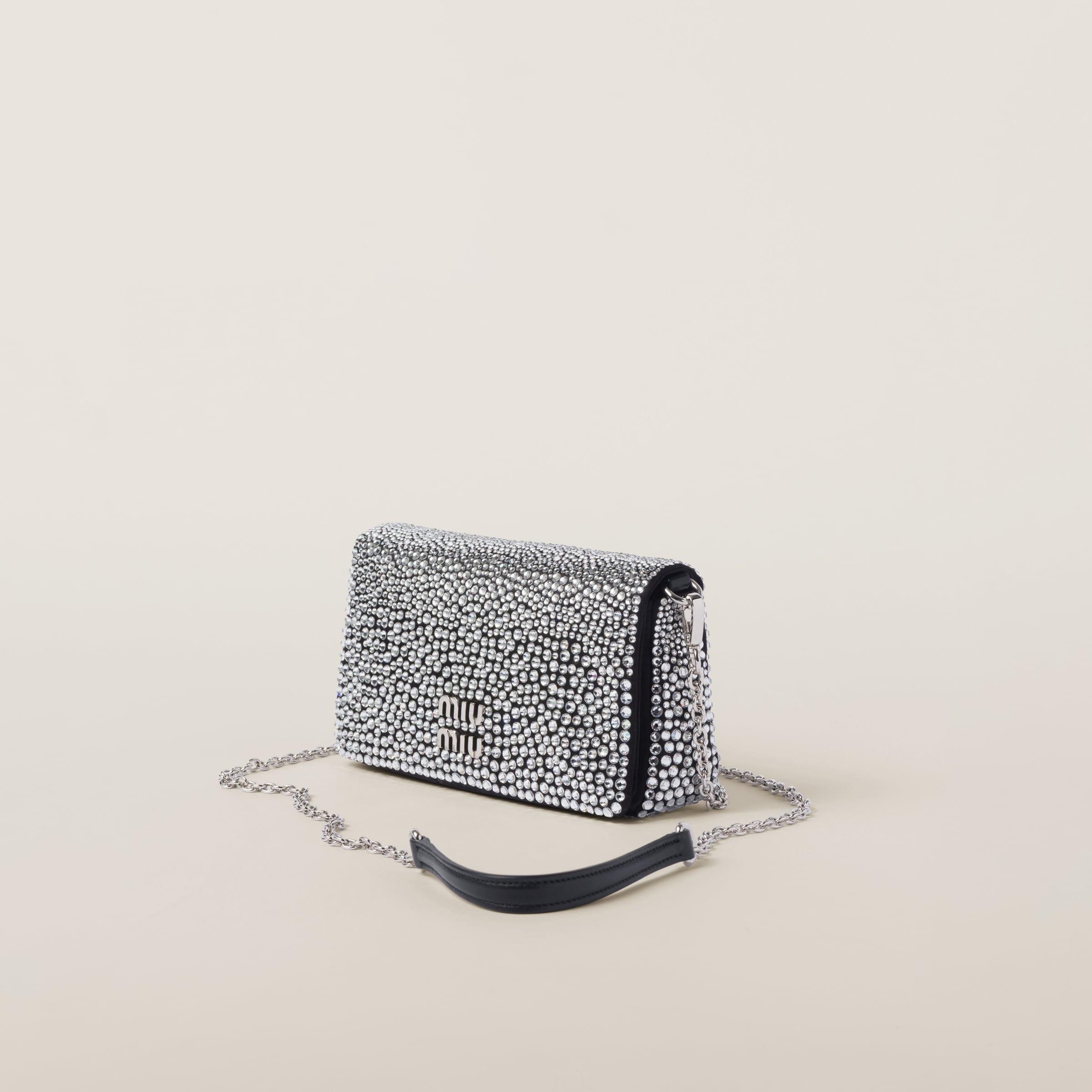 Satin mini-bag with synthetic crystals - 1
