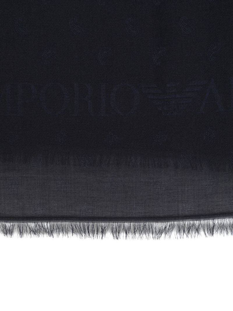 EMPORIO ARMANI monogram fringed scarf outlook