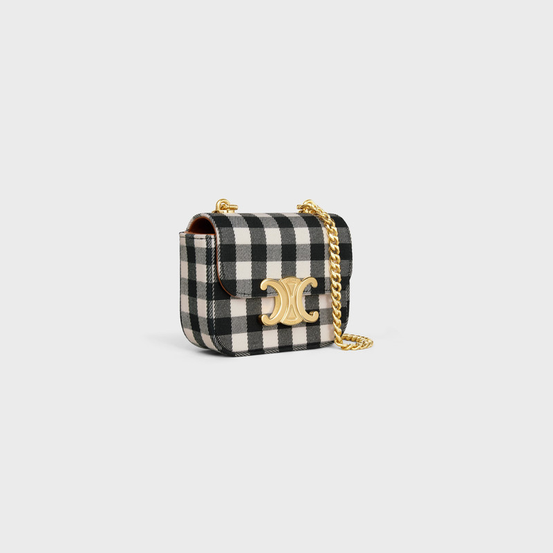 CELINE MINI CHAIN CLAUDE IN VICHY TEXTILE AND CALFSKIN outlook