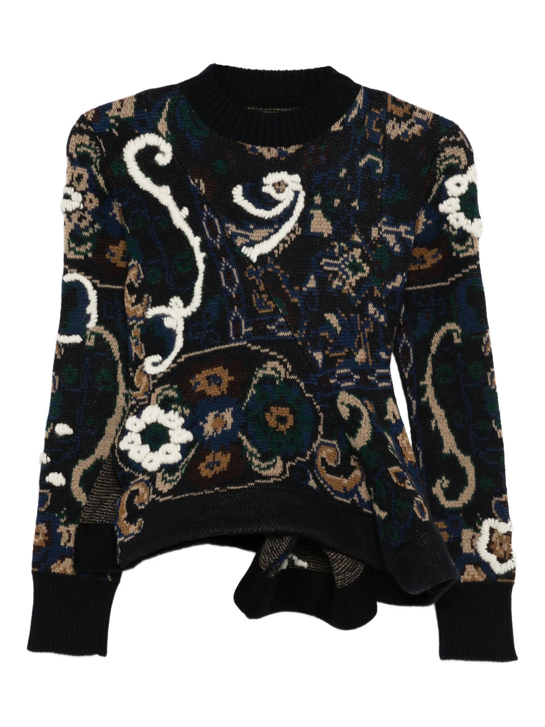 Floral Jacquard Knit Pullover - 1