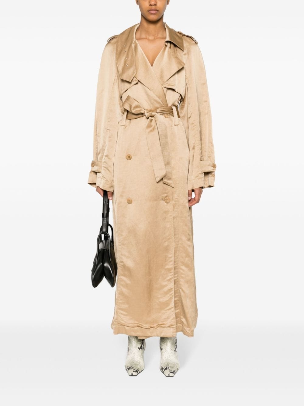 linen-blend trench coat - 2