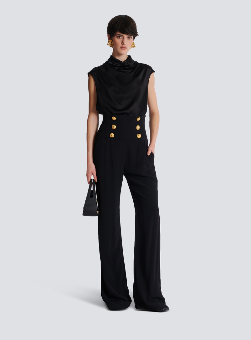 Crepe wide-leg trousers with buttons 3