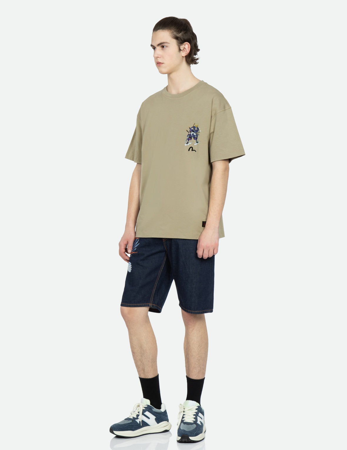 EAGLE EMBROIDERY REGULAR-FIT DENIM SHORTS - 4
