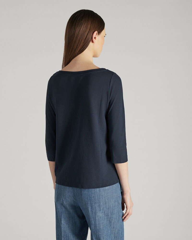 Regular fit jumper with boat neckline in organic IceCotton 3