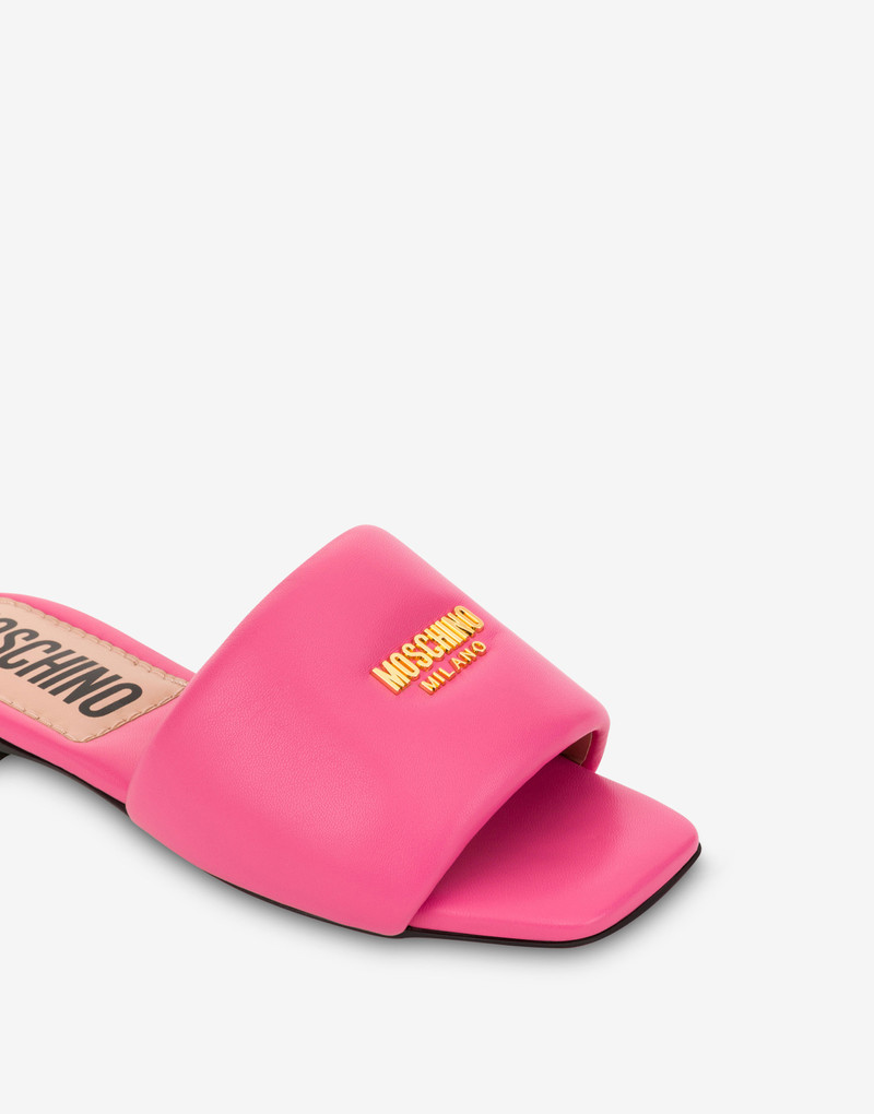 METAL LOGO NAPPA LEATHER FLAT SANDALS 4