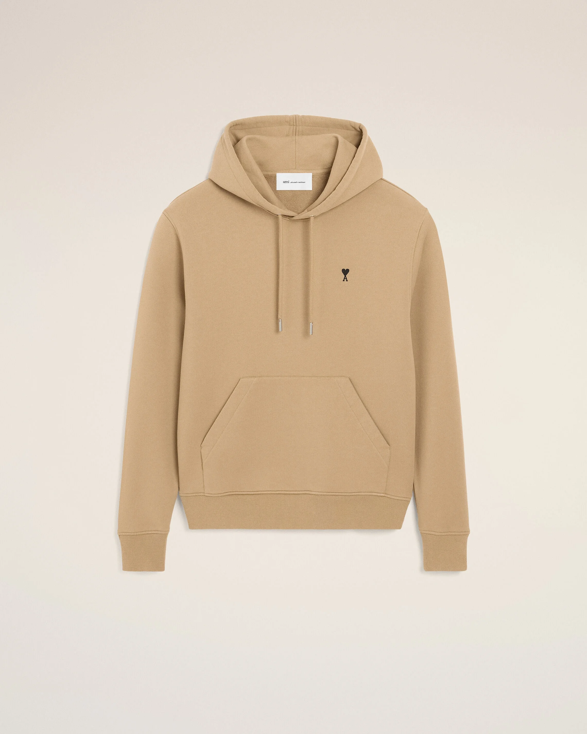 BEIGE COTTON HOODIE WITH AMI DE COEUR - 1
