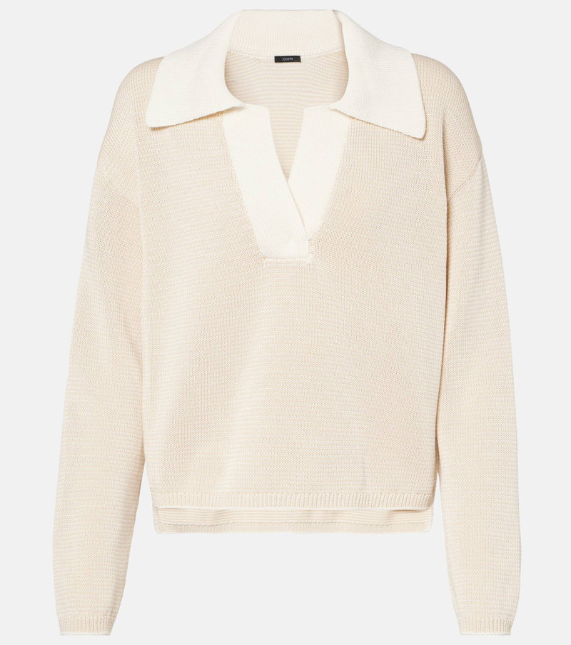 Striped cotton polo sweater - 1