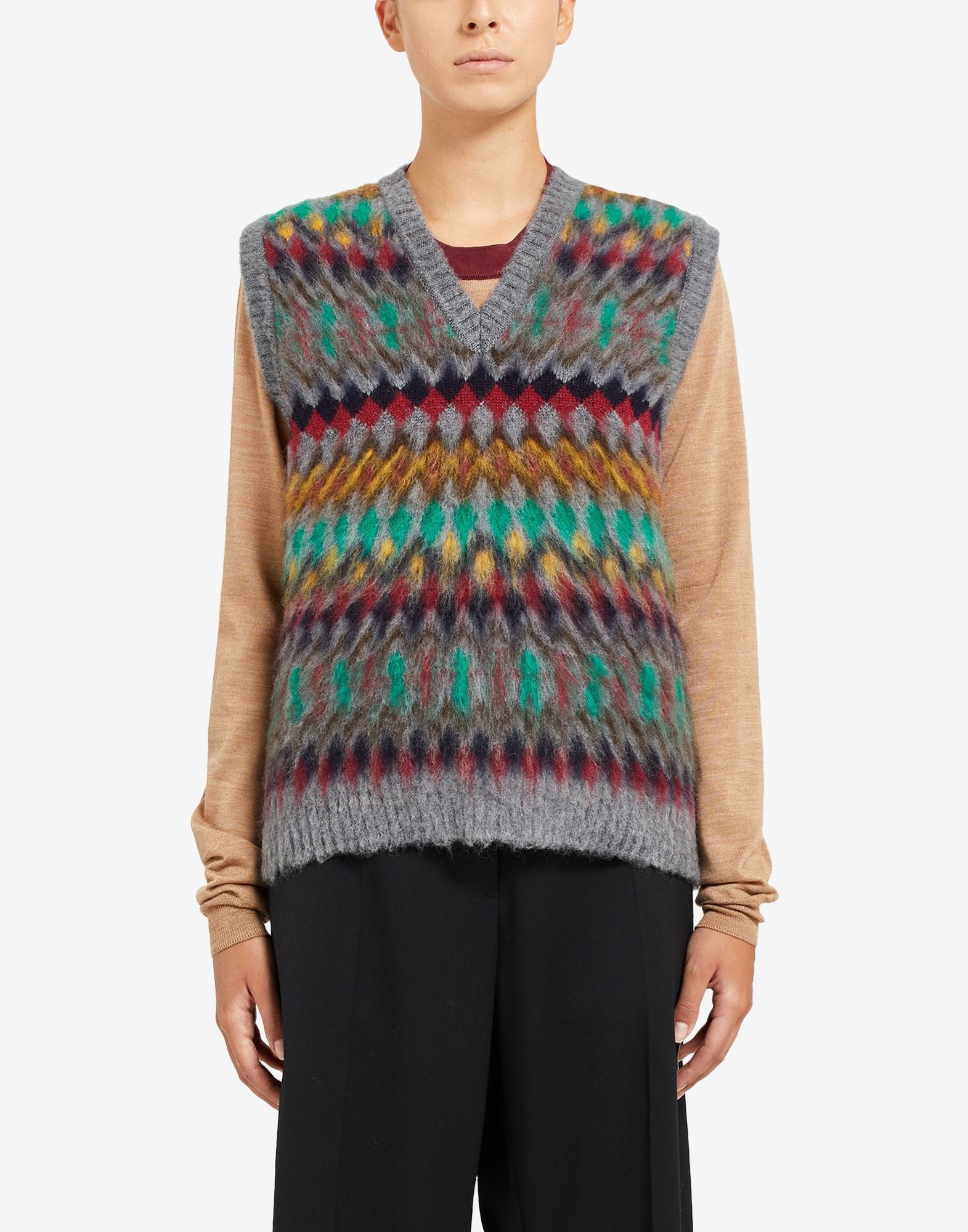 Blurred Fair Isle sleeveless sweater - 5