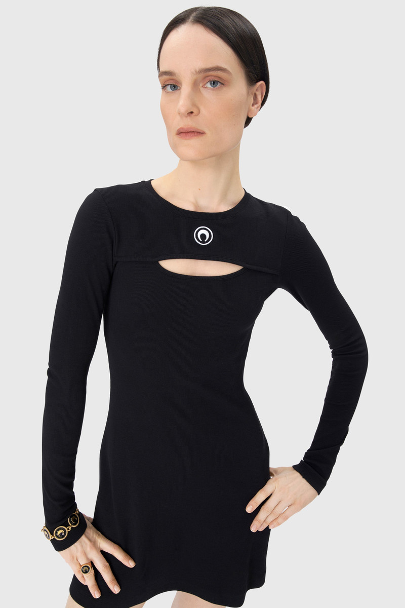 Marine Serre Moon Logo Ribbed Jersey Mini Dress outlook
