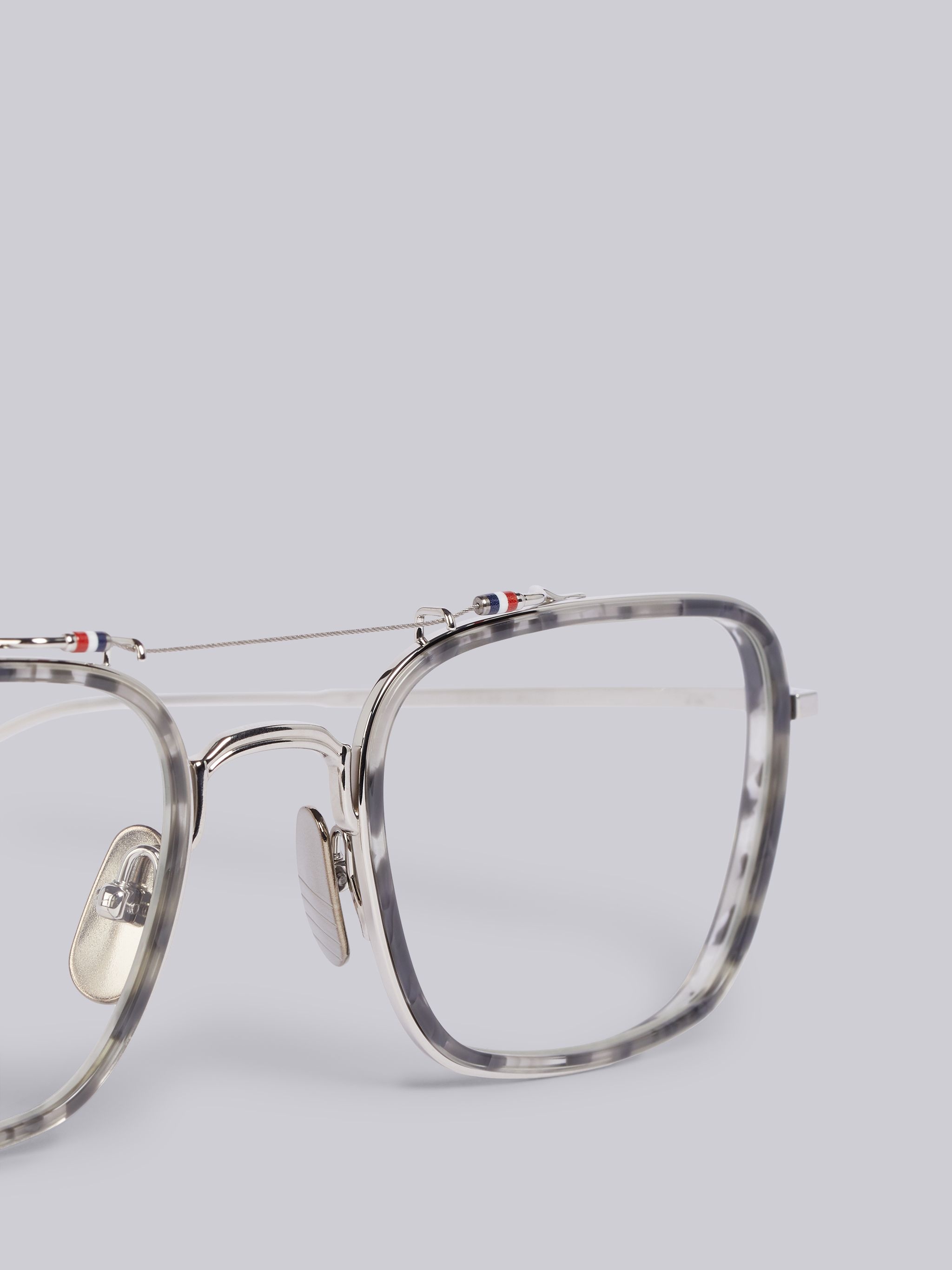 TB816 - Grey Tortoise Rectangular Aviator Glasses - 2