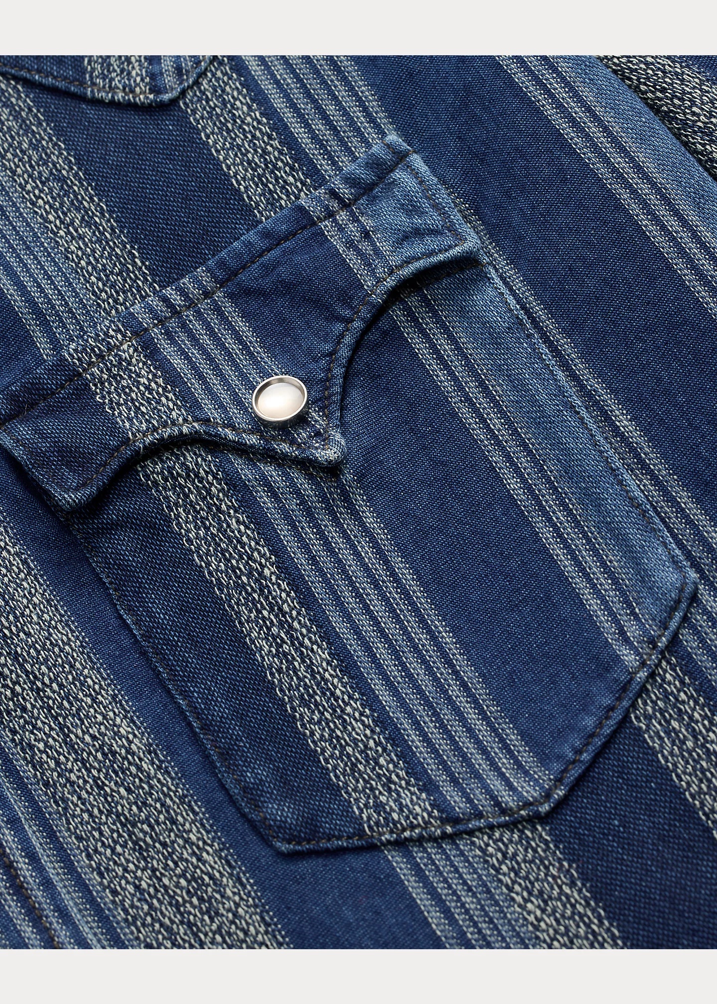 Slim Fit Indigo Striped Western Shirt - 4