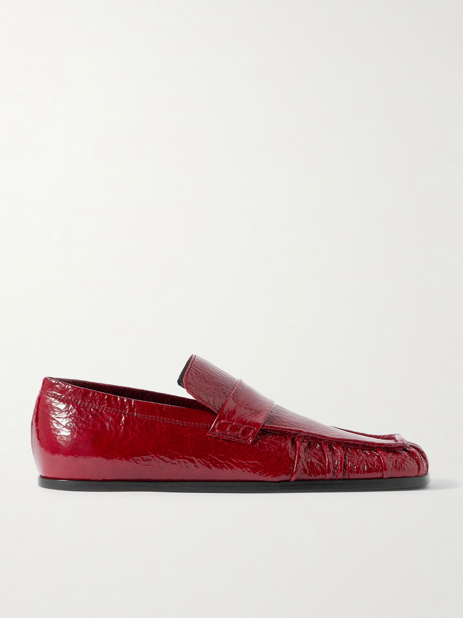 Crinkled glossed-leather loafers Red - 1