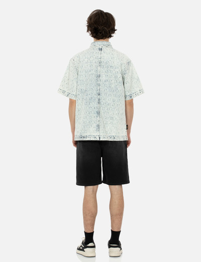 EVISU WASHED ALLOVER KAMON JACQUARD AND SEAGULL EMBROIDERY BOXY DENIM SHIRT outlook