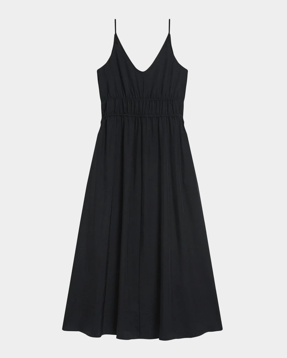 Gathered Drawstring-Waist Midi Dress - 1