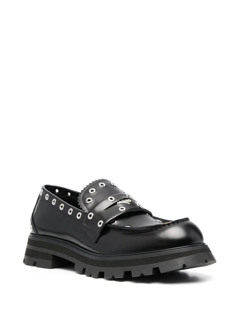 Alexander McQueen Alexander McQueen Eyelet Embellished Loafers Black outlook