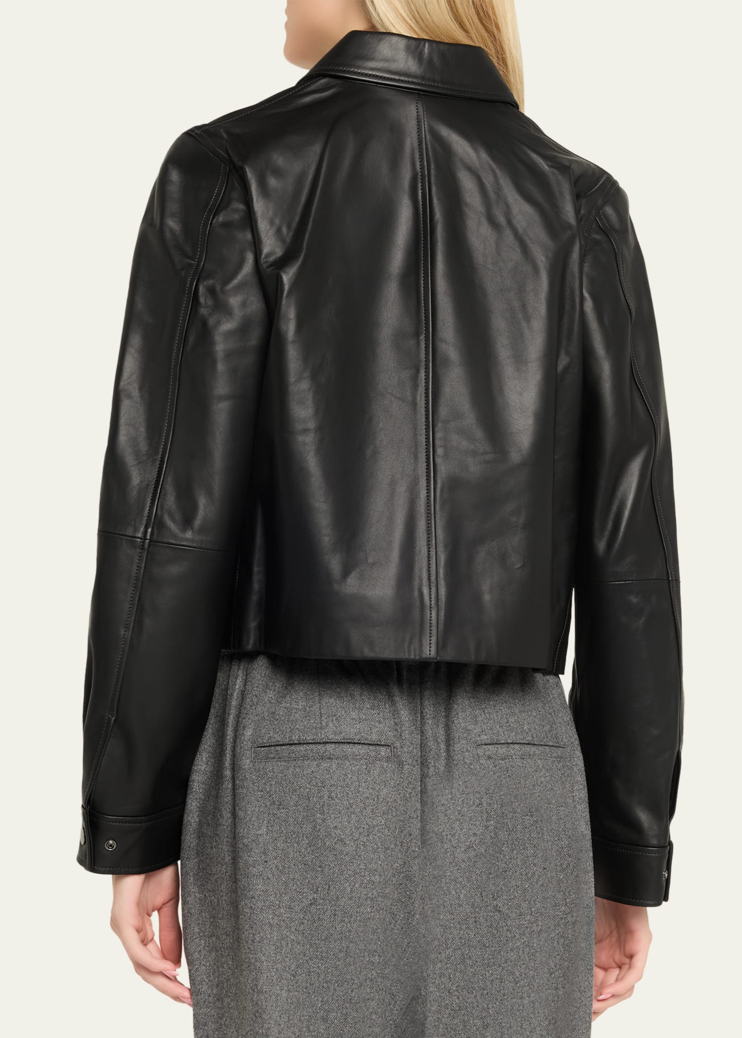 Cropped Faux Leather Jacket - 3