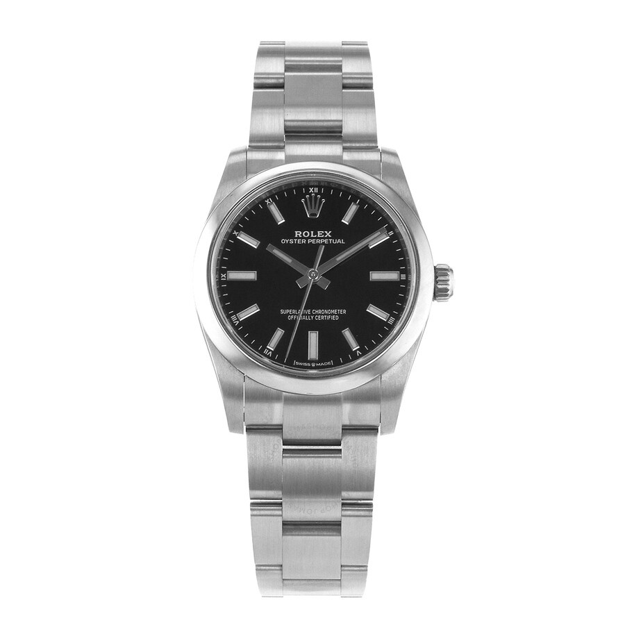 Pre-owned Rolex Oyster Perpetual 34 Automatic Chronometer Black Dial Men's Watch 124200 BKSO - 2