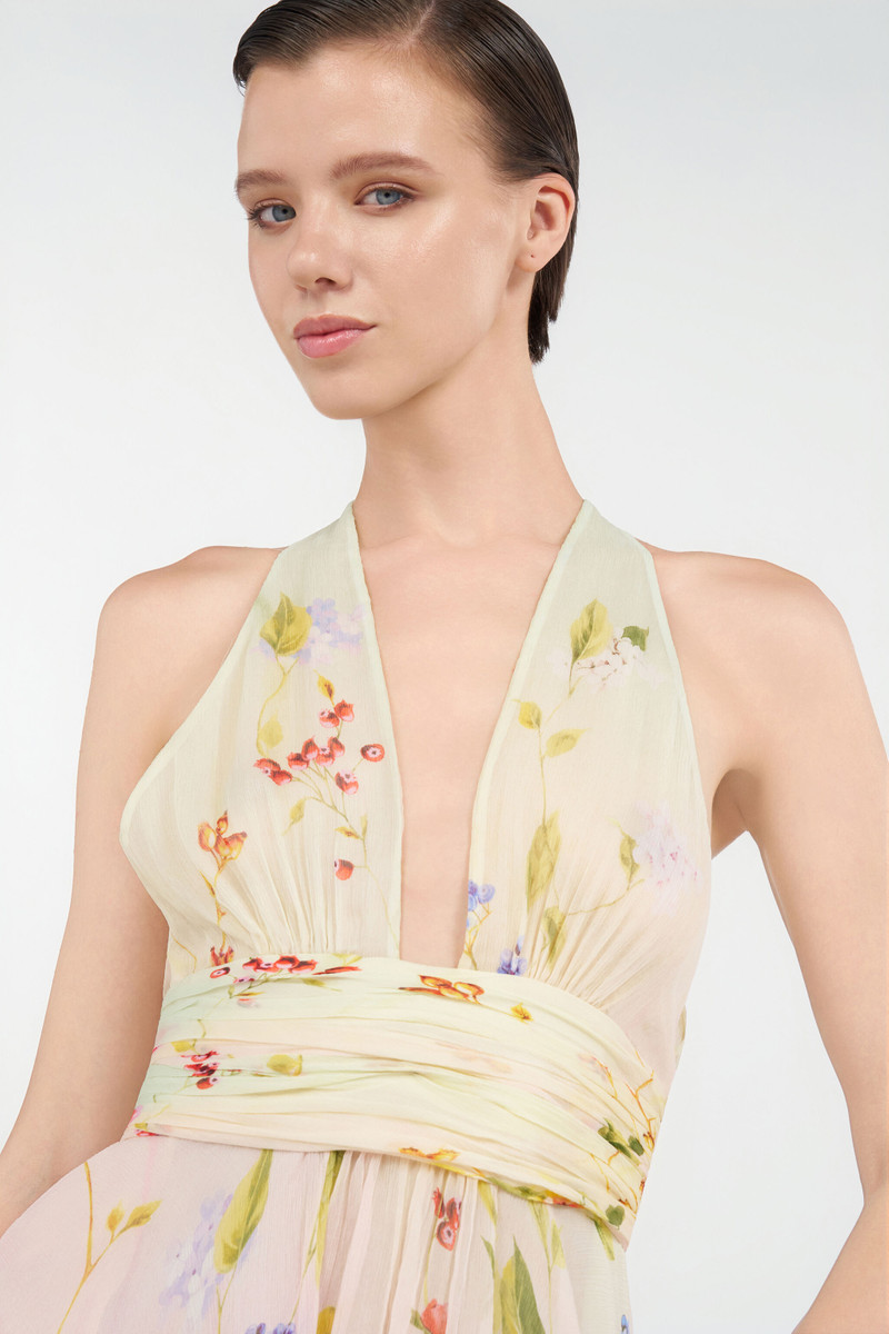 Chiffon Mini Dress with Miami Flowers Print 6
