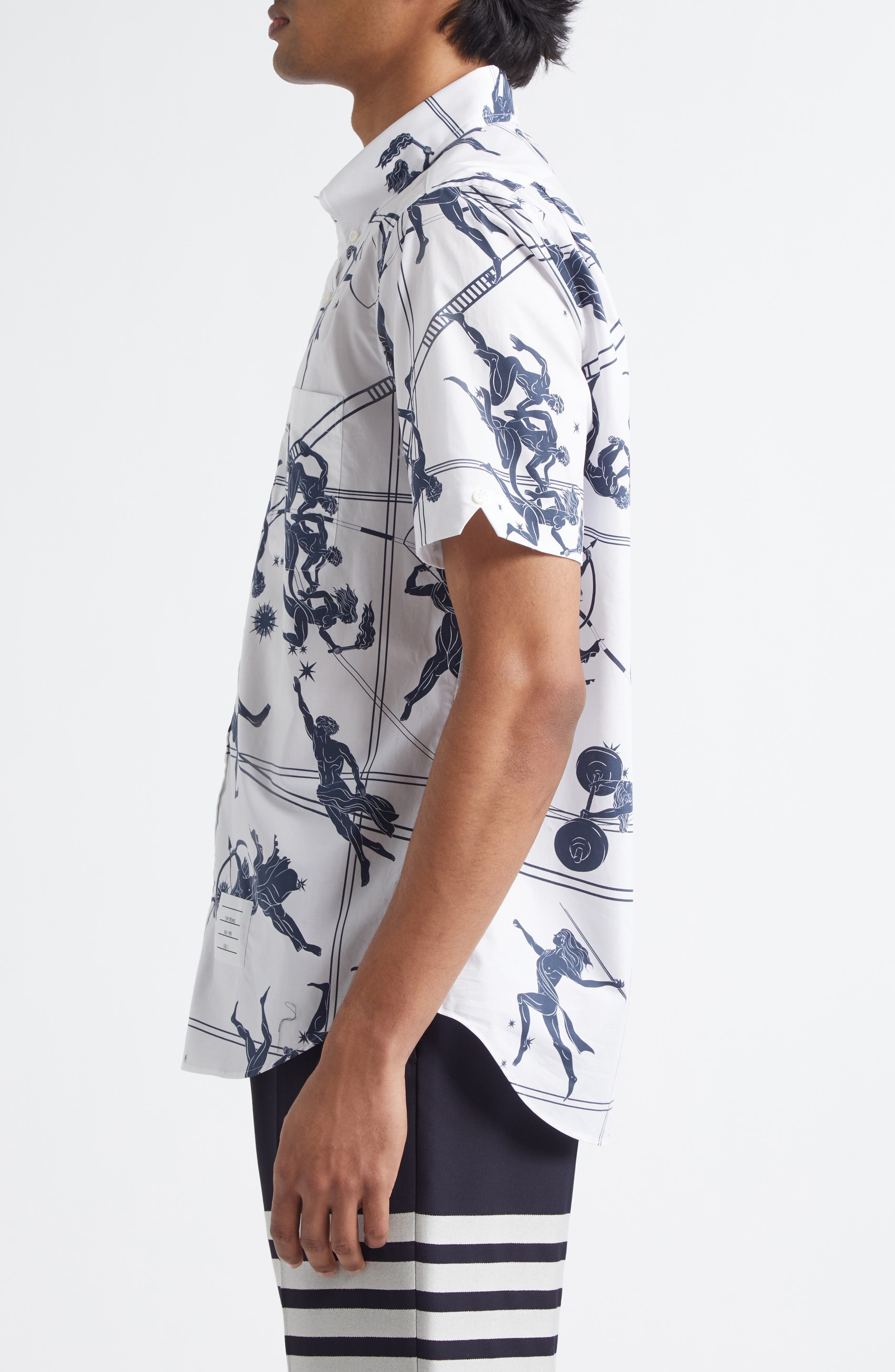 Thom Browne Straight Fit Olympic Constellation Button-Down Shirt in White at Nordstrom - 3