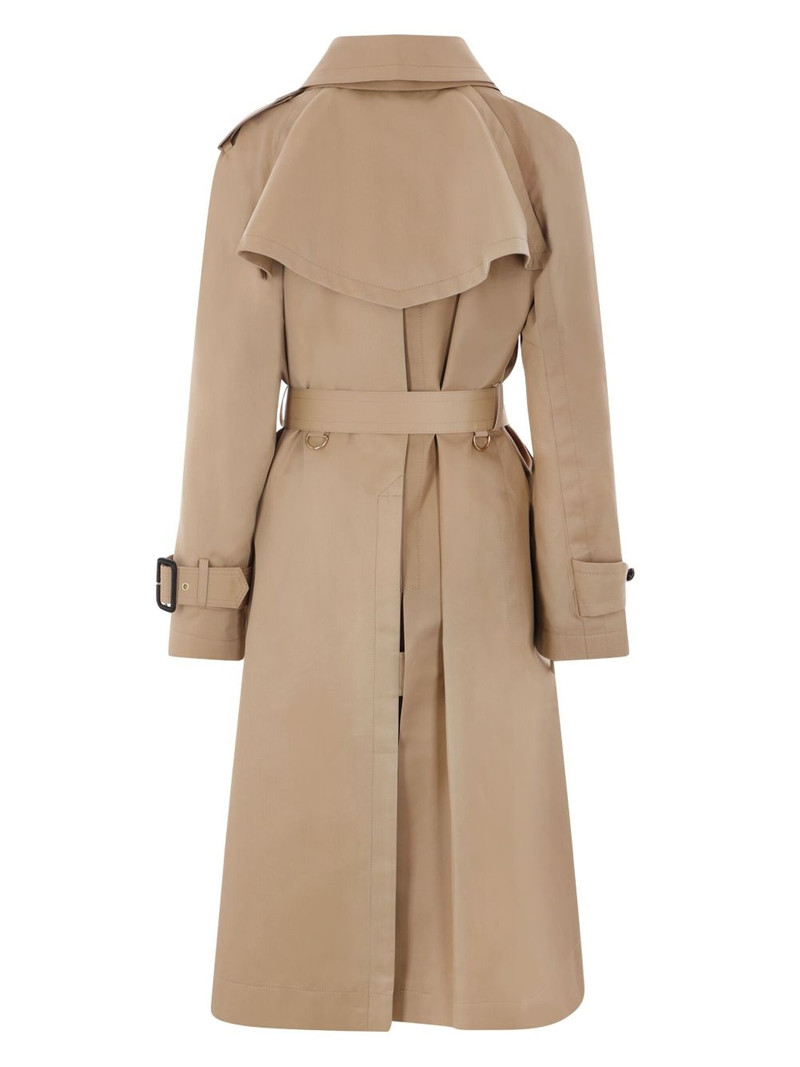 sacai double-breasted twill trench coat outlook