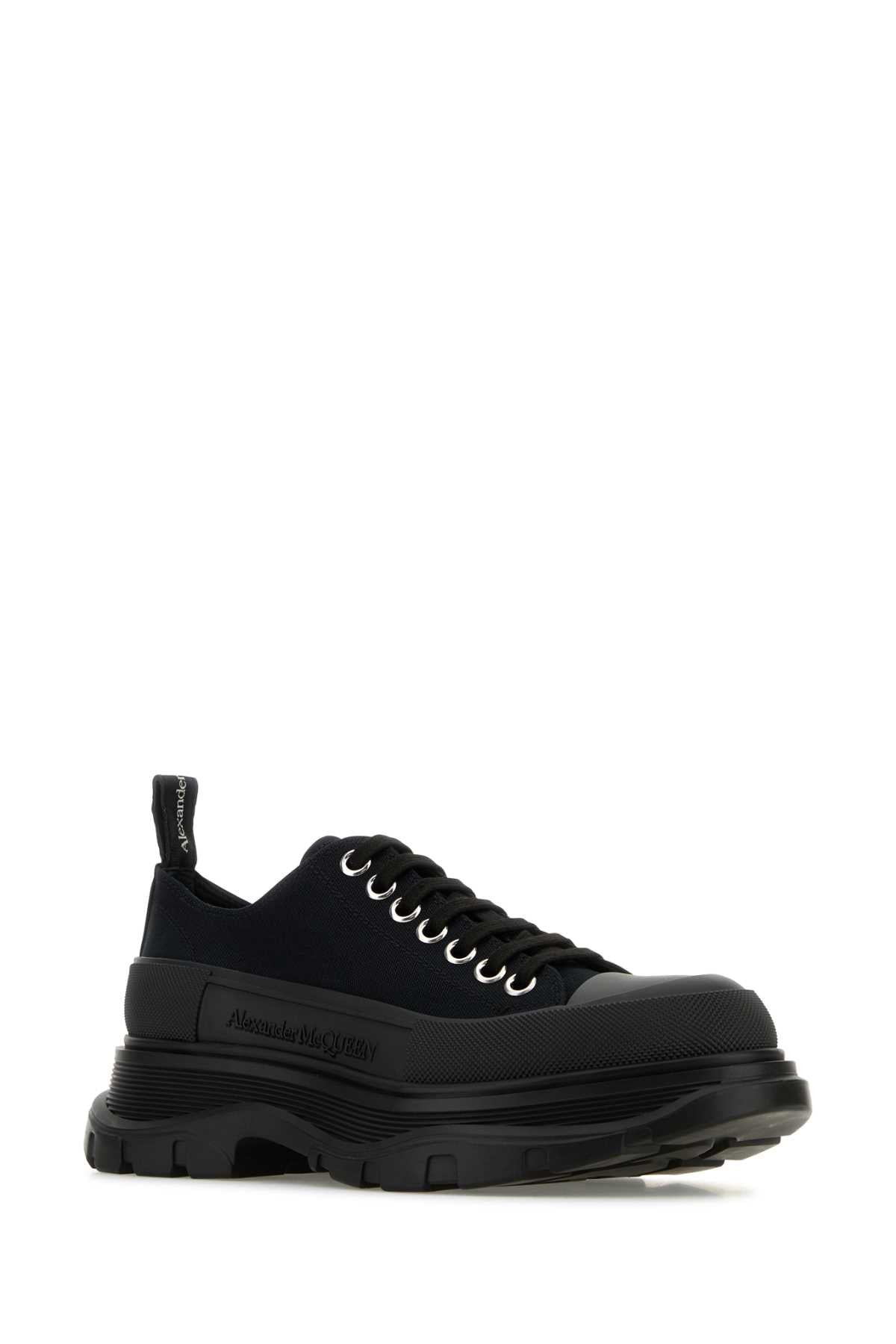 Alexander Mcqueen Women Black Canvas Tread Slick Sneakers - 2