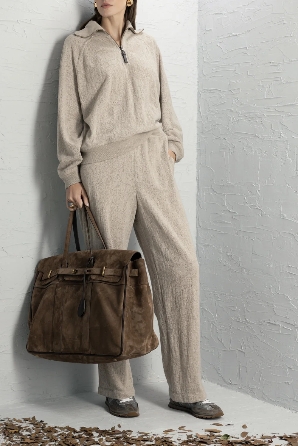 Long Sleeve Knit Pullover - Beige - 1