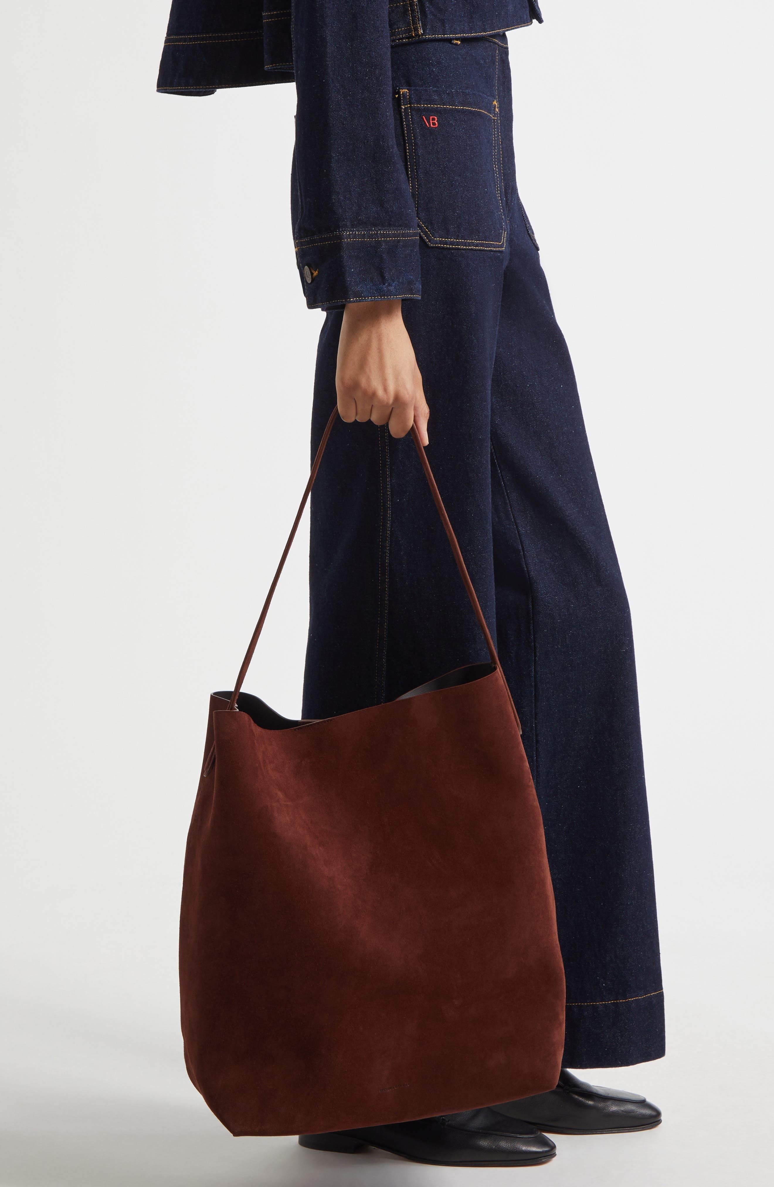 Mansur Gavriel Maxi Everyday Cabas Suede Hobo Bag in Chocolate at Nordstrom - 3