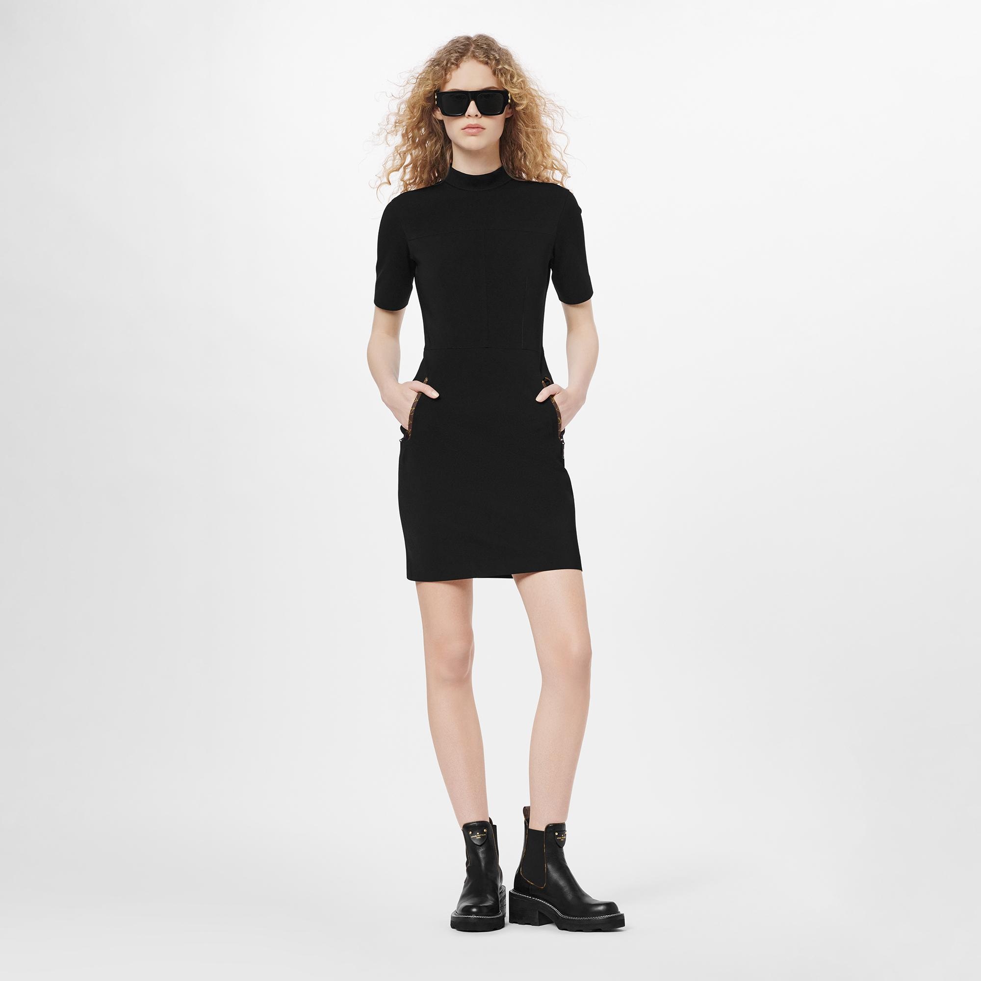 Short Sleeved High Neck Fitted Dress - 2