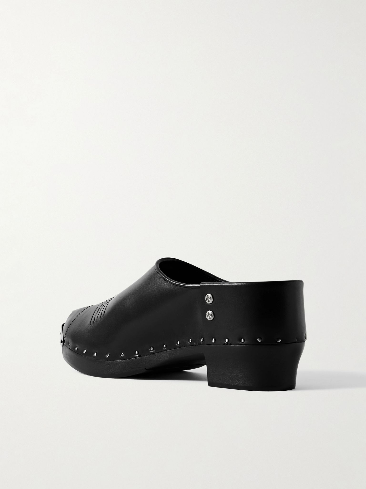 Studded Leather Clogs Black - 4