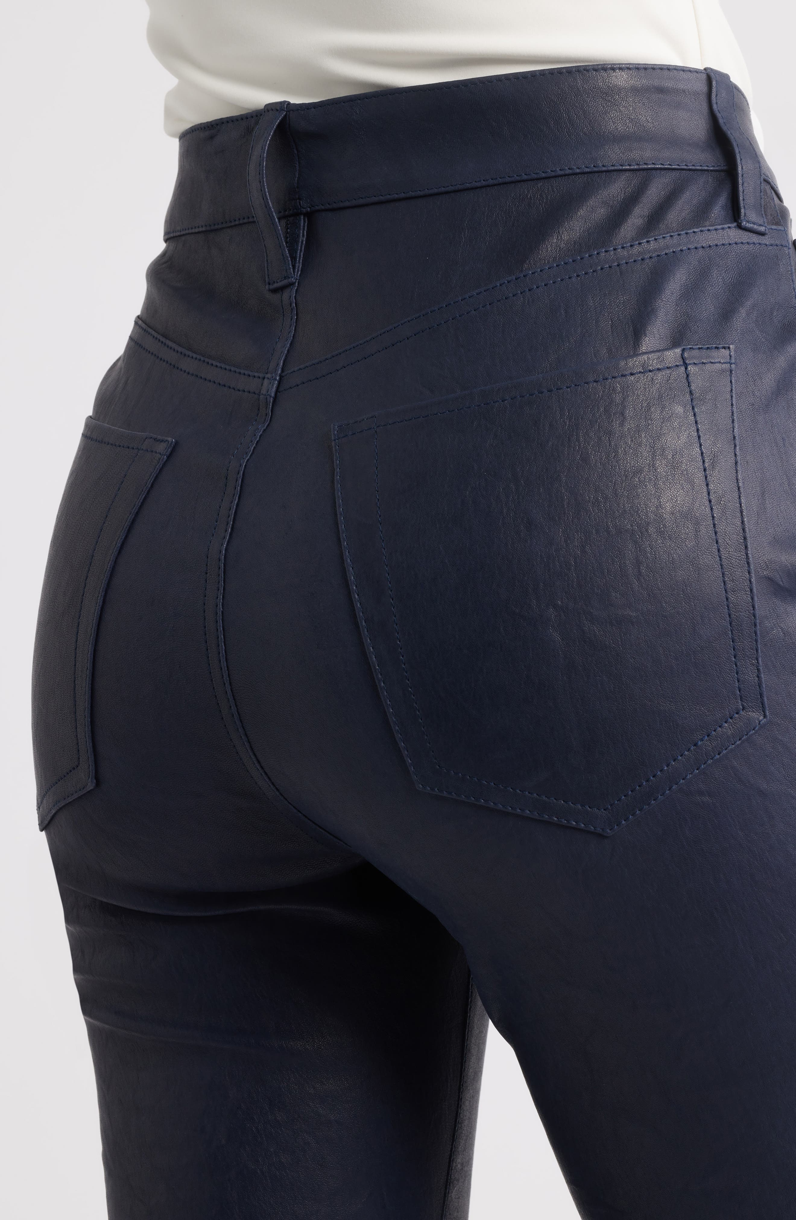 FRAME Le Reboot Crop Leather Pants in Dark Indigo at Nordstrom - 4