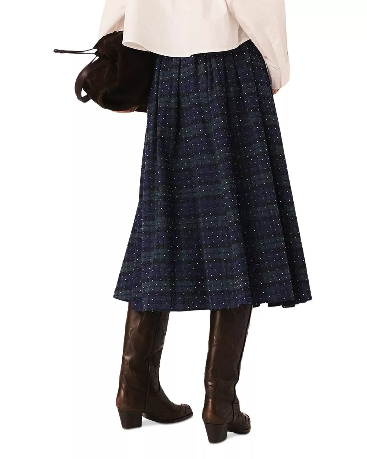 Check Skirt with Rhinestones - 3