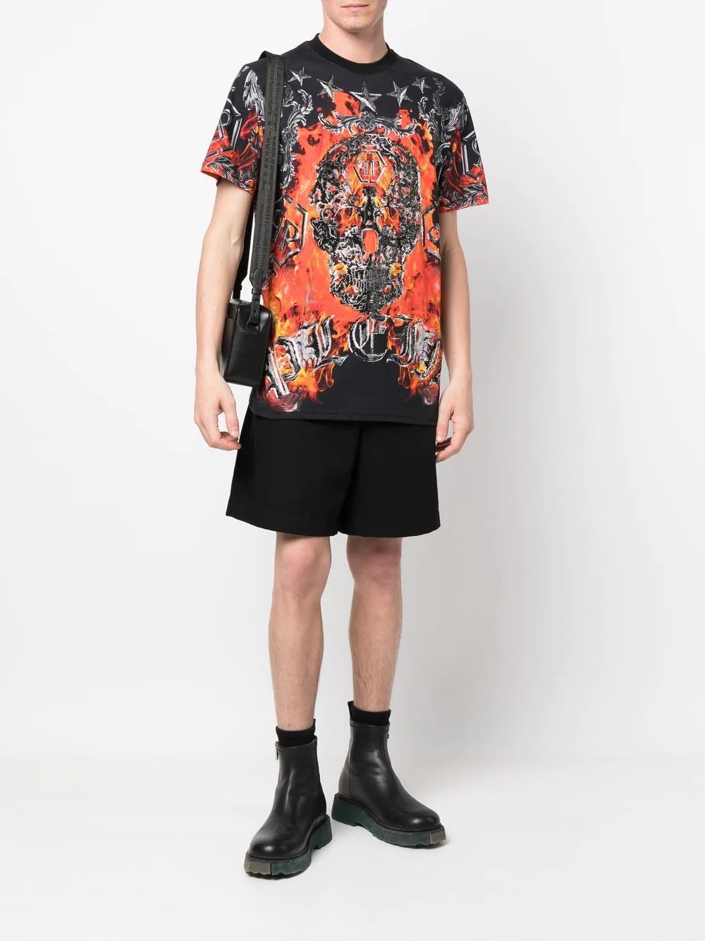 flame-print short-sleeve T-shirt - 2